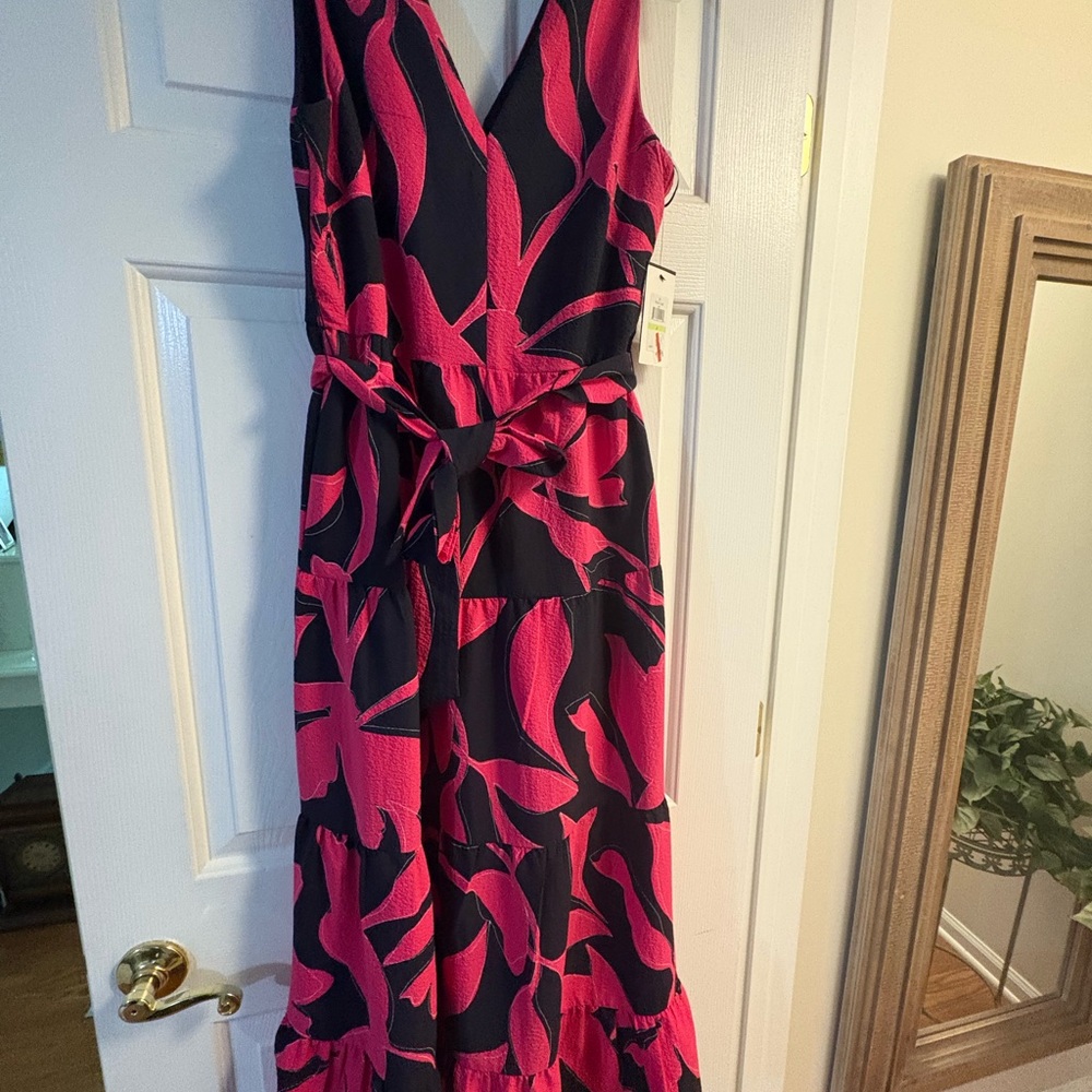 DKNY Pink and Black Maxi Dress